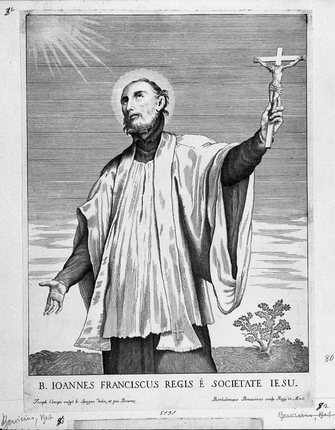 Il gesuita Beato Giovanni Francesco (stampa) di Crespi Giuseppe Maria detto Spagnolo - ambito italiano (sec. XVIII)