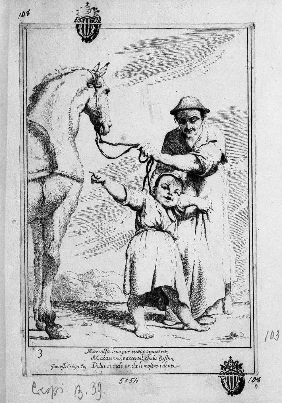1. Marcolfa mostra a Cacasenno un cavallo (stampa smarginata) di Mattioli Lodovico, Crespi Giuseppe Maria detto Spagnolo (sec. XVIII)