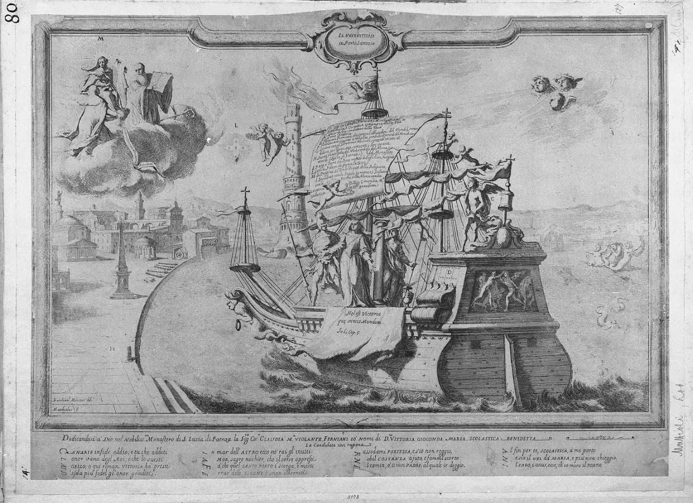 La nave Vittoria in porta santo (stampa smarginata) di Mattioli Lodovico (sec. XVIII)