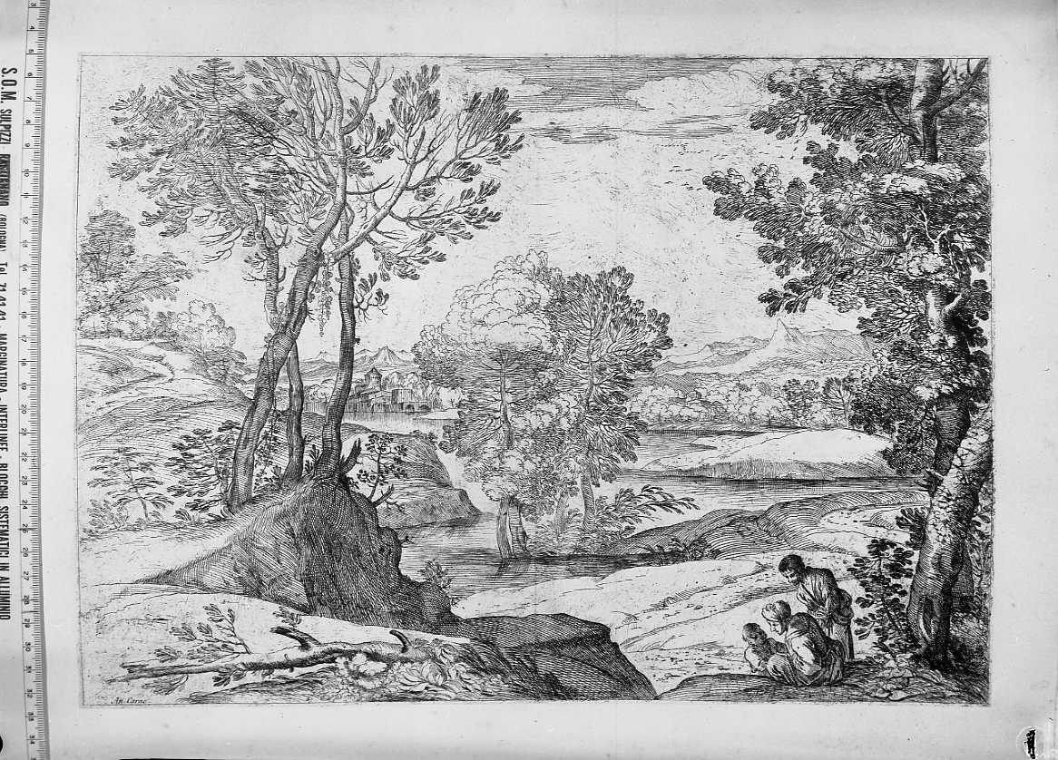 paesaggio con famiglia (stampa) di Carracci Annibale, Grimaldi Giovan Francesco detto Bolognese (sec. XVII)