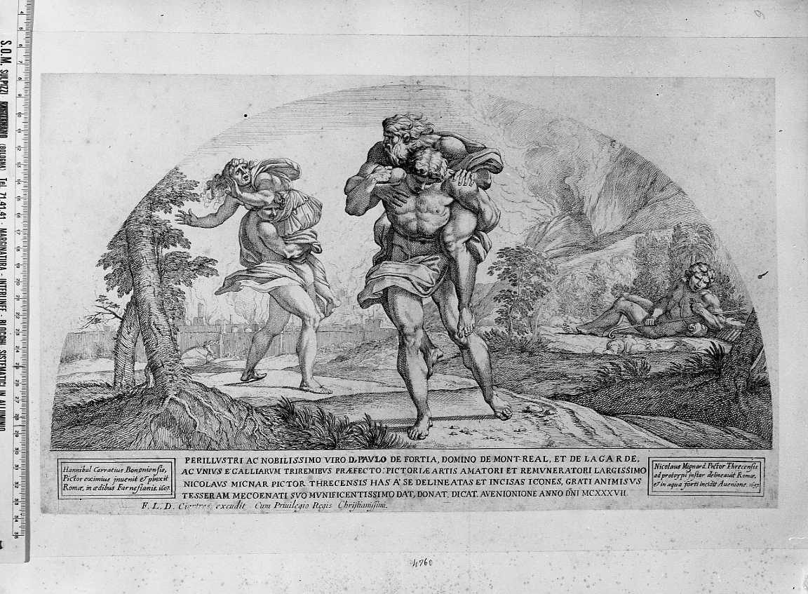 Anago e Anfinomo (stampa) di Carracci Annibale, Mignard Nicolas (sec. XVII)
