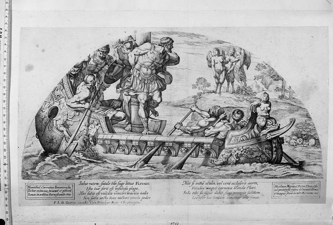 Ulisse e le sirene (stampa) di Carracci Annibale, Mignard Nicolas (sec. XVII)