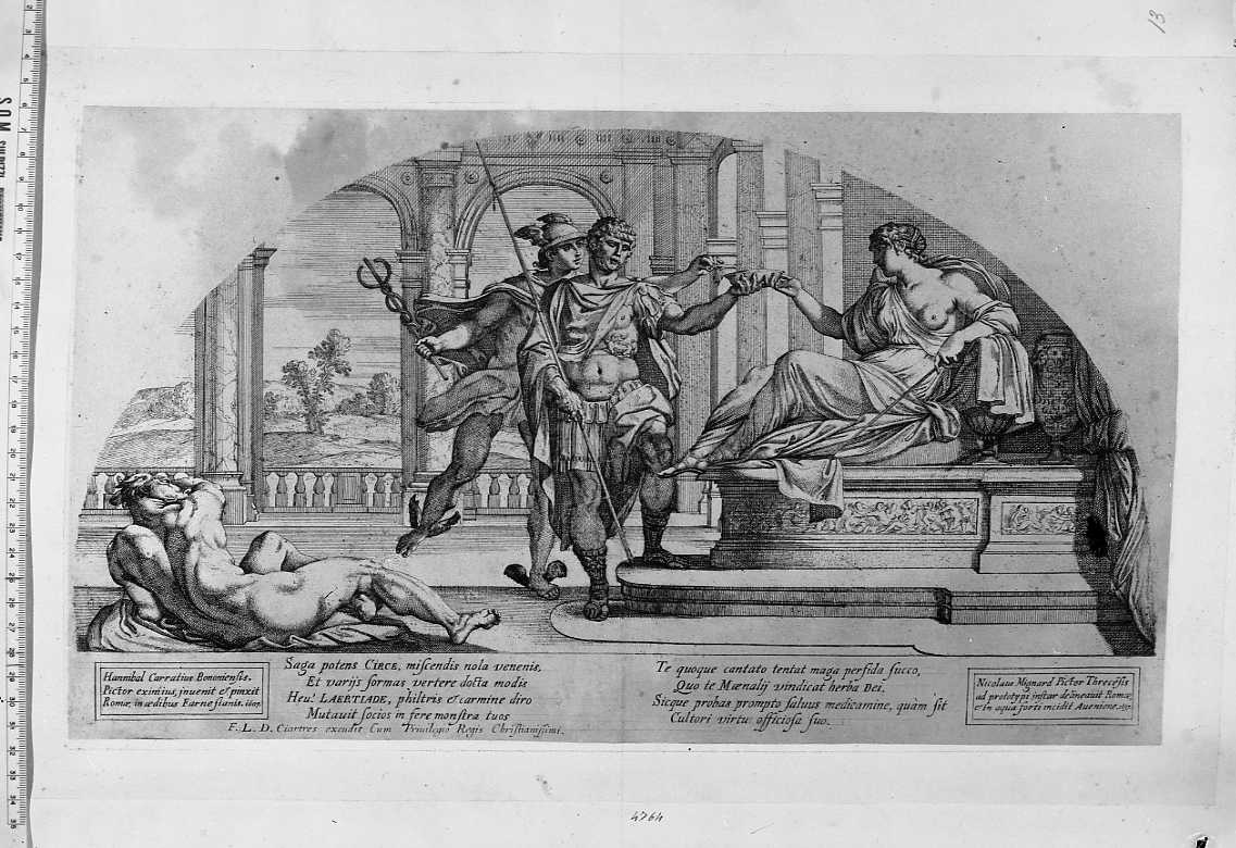 Ulisse e Circe (stampa) di Carracci Annibale, Mignard Nicolas (sec. XVII)