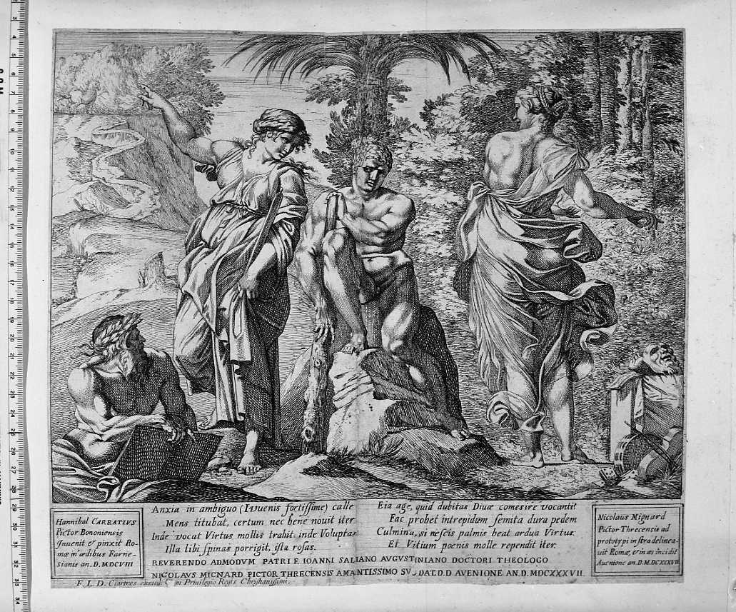 Ercole al bivio (stampa) di Carracci Annibale, Mignard Nicolas (sec. XVII)