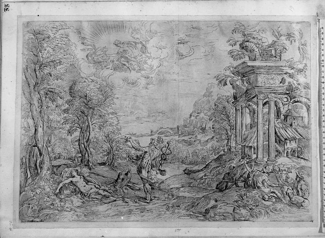 paesaggio con Mercurio (stampa) - ambito italiano (sec. XVII)