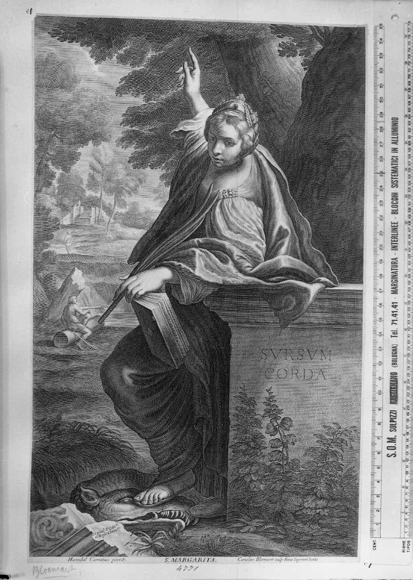 Santa Margherita (stampa) di Carracci Annibale, Bloemaert Cornelis il Giovane (sec. XVII)