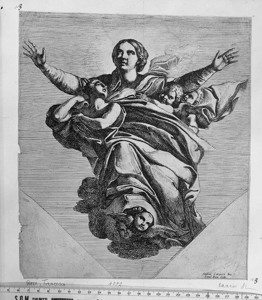 assunzione della Madonna (stampa smarginata) di Carracci Annibale, Rosa Francesco (sec. XVII)