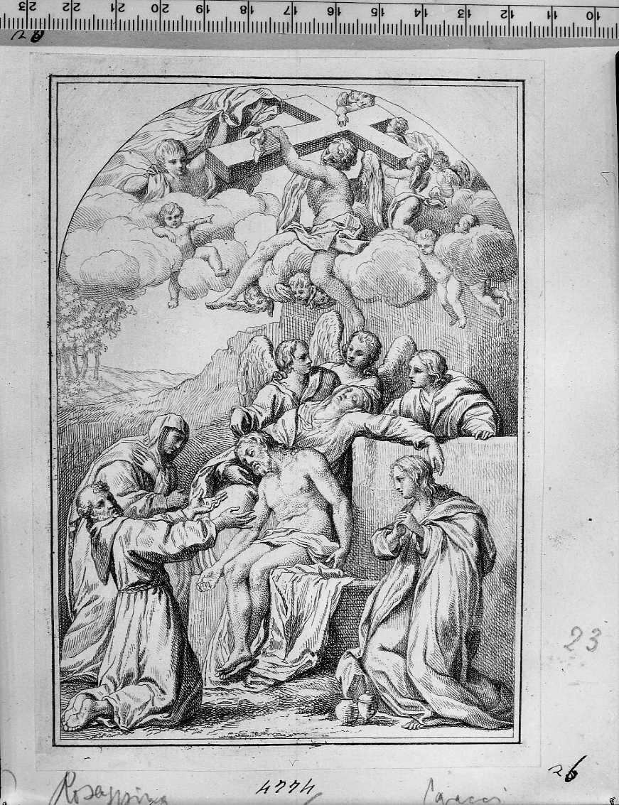 deposizione di Cristo dalla croce con la Madonna e santi (stampa) di Carracci Annibale, Rosaspina Francesco (attribuito) (secc. XVIII/ XIX)