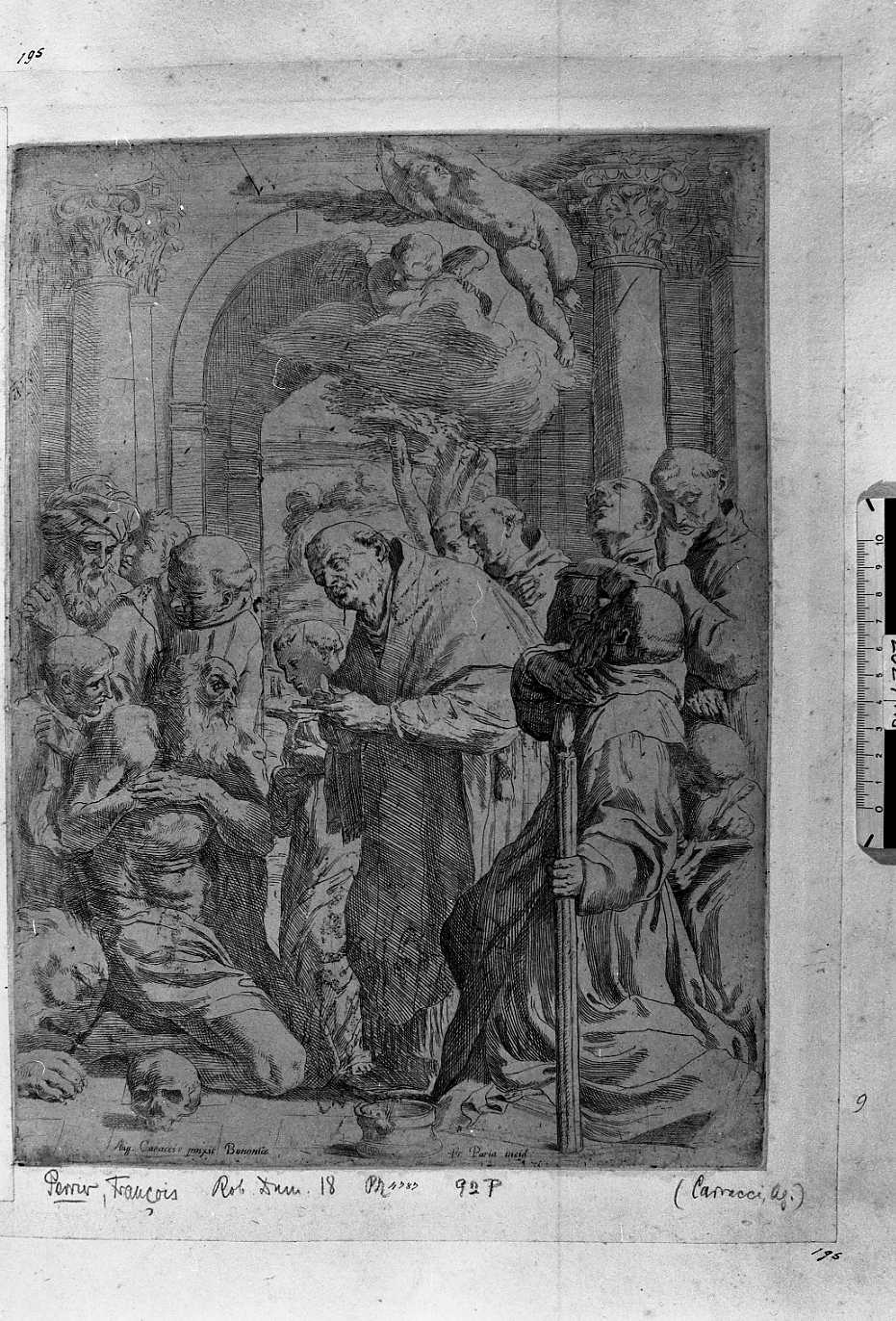 adorazione dei pastori (stampa) di Carracci Agostino, Crespi Giuseppe Maria detto Spagnolo, Mattioli Lodovico (secc. XVII/ XVIII)