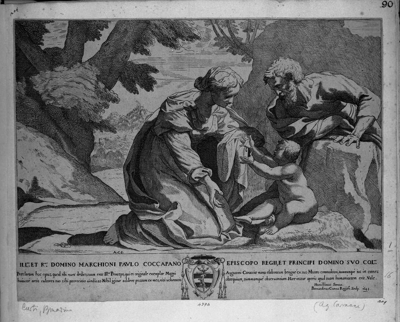 Sacra Famiglia (stampa) di Carracci Agostino, Curti Bernardino (sec. XVII)
