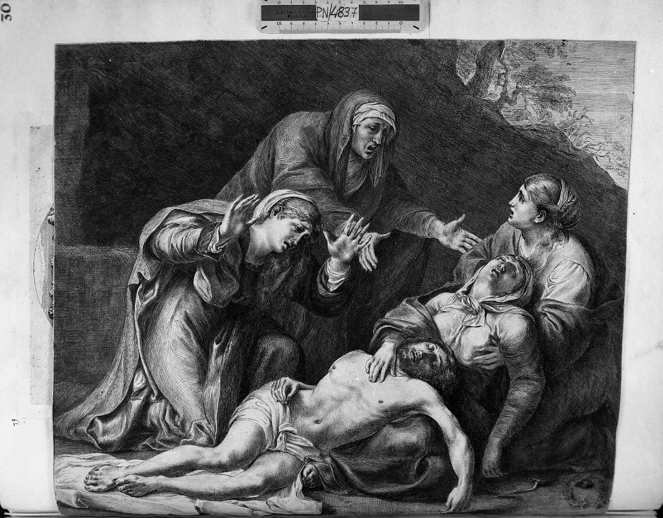 Pietà (stampa smarginata) di Carracci Annibale - ambito francese (secc. XVIII/ XIX)