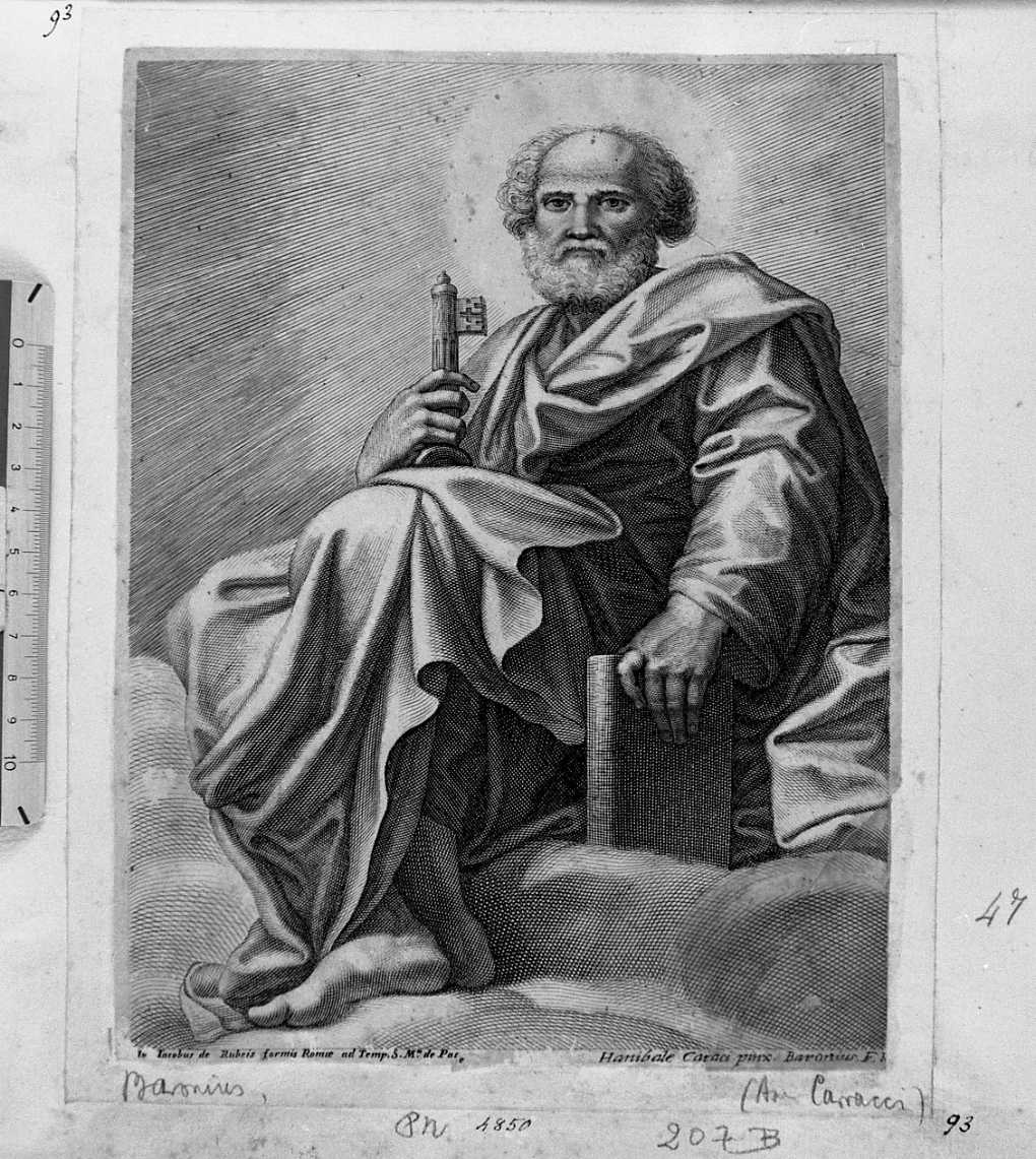 San Pietro (stampa smarginata) di Baron Jean, Carracci Annibale (sec. XVII)