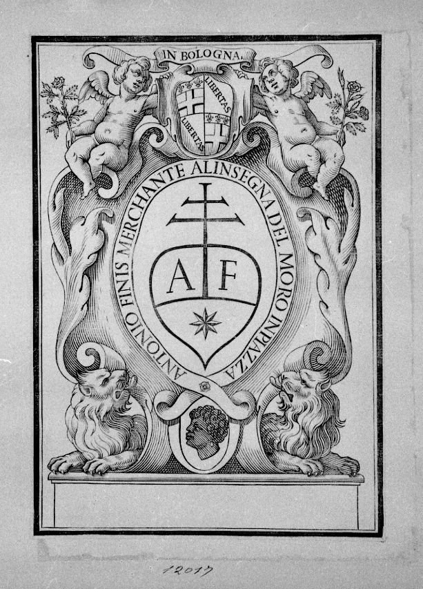 Reclame o insegna (?) di ditta bolognese (stampa) di Coriolano Giovanni Battista (attribuito) (sec. XVII)