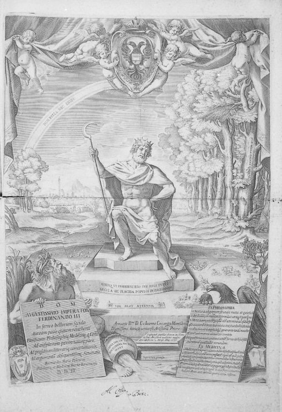 Foglio dedicativo in onore di Ferdinando terzo (stampa) di Coriolano Giovanni Battista (attribuito) (sec. XVII)