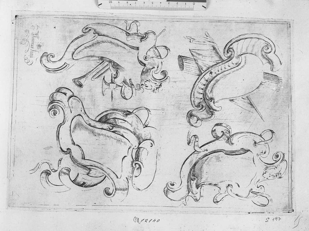 Quattro scudi (stampa) di Santi Domenico detto Mengazzino (sec. XVII)