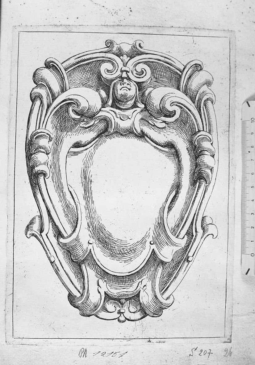 Ornato per cornice ovale (stampa) di Santi Domenico detto Mengazzino (secc. XVII/ XVIII)