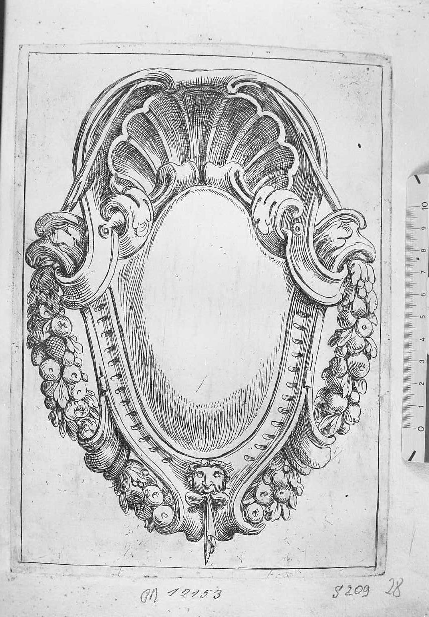 Ornato per cornice ovale (stampa) di Santi Domenico detto Mengazzino (secc. XVII/ XVIII)