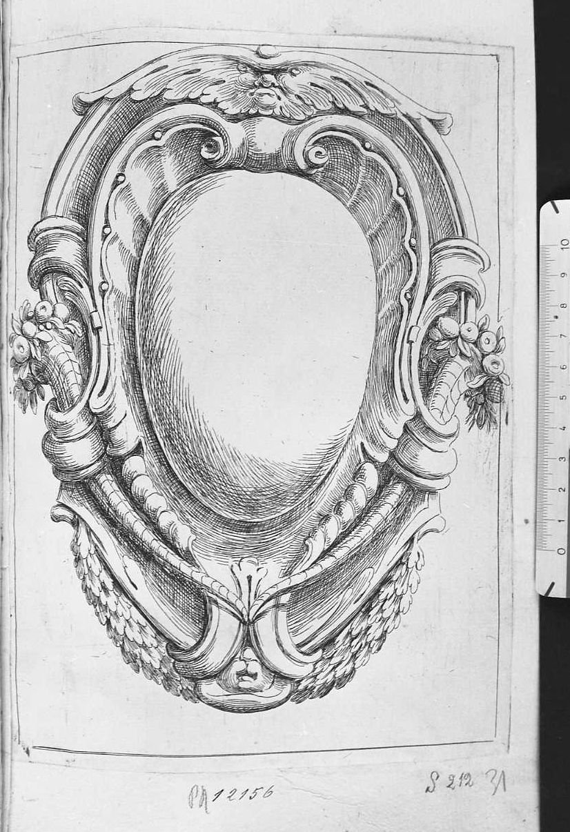 Ornato per cornice ovale (stampa) di Santi Domenico detto Mengazzino (secc. XVII/ XVIII)