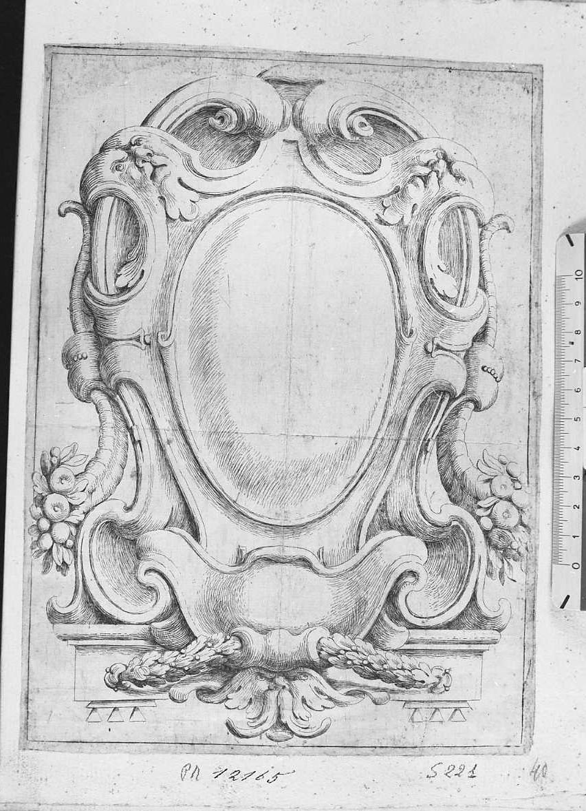 Ornato con due corni d'abbondanza e festoni di lauro (stampa) di Santi Domenico detto Mengazzino (secc. XVII/ XVIII)