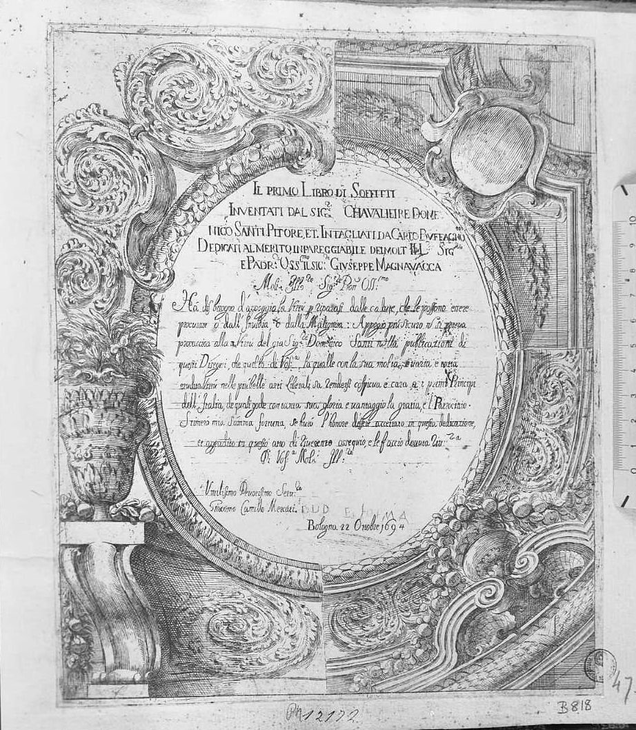 "libro di soffitti"...Frontespizio (stampa) di Buffagnotti Carlo Antonio (sec. XVII)