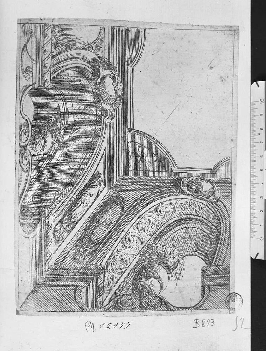 Disegno architettonico: spigolo di casa con finestre (stampa) di Buffagnotti Carlo Antonio (attribuito) (sec. XVII)