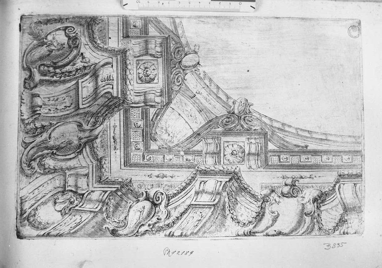 Disegno architettonico: fregio per volta di un salone (stampa) di Buffagnotti Carlo Antonio (attribuito) (sec. XVII)