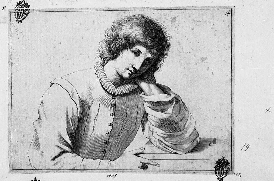 busto di giovane (stampa) di Curti Francesco, Barbieri Giovanni Francesco detto Guercino (sec. XVII)