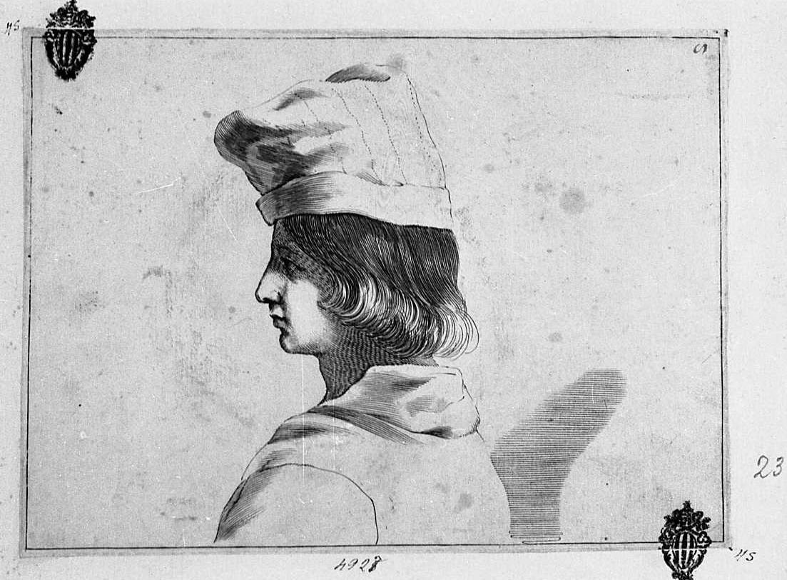 busto maschile (stampa) di Curti Francesco, Barbieri Giovanni Francesco detto Guercino (sec. XVII)