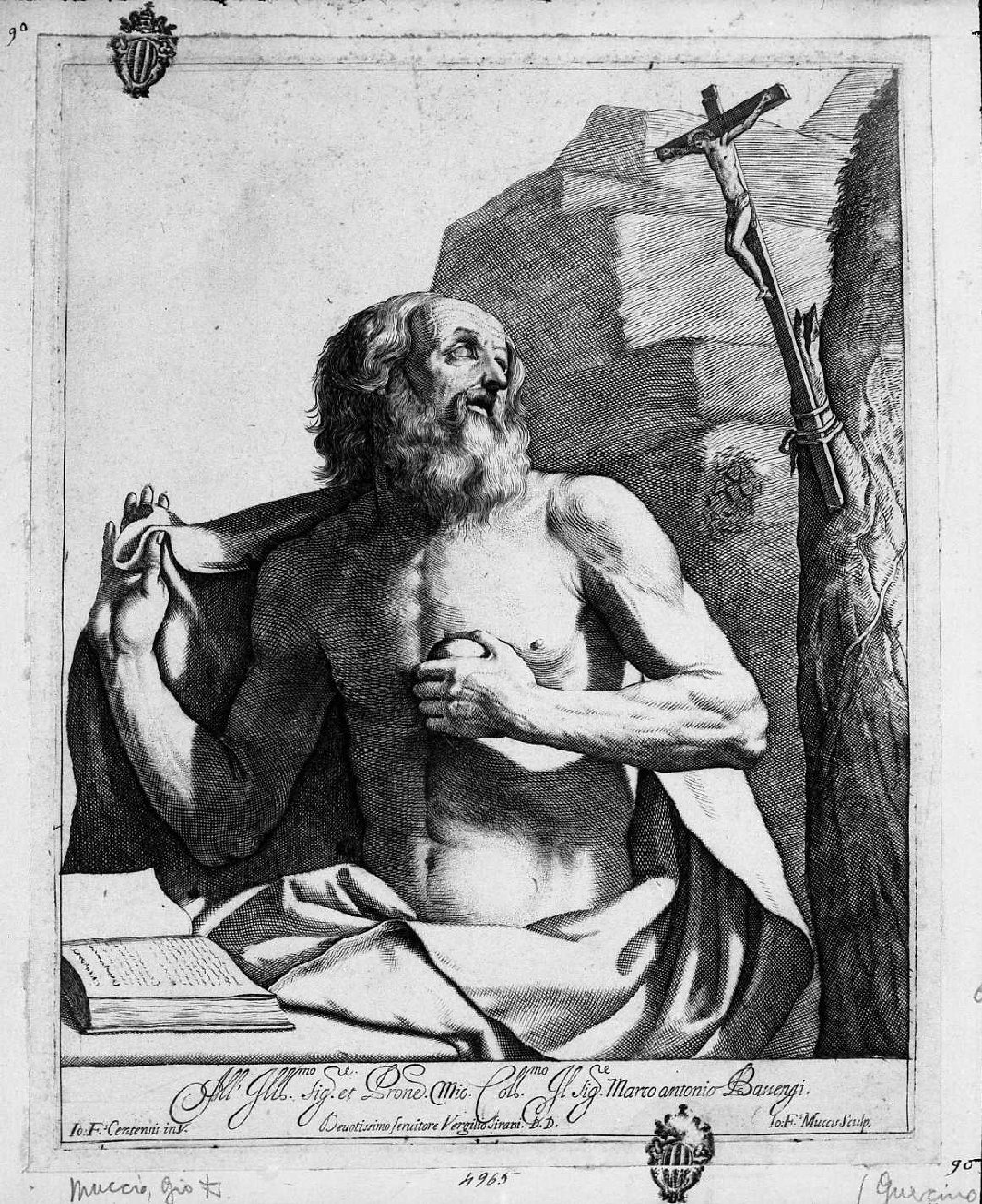 san Girolamo (stampa) di Barbieri Giovanni Francesco detto Guercino, Mucci Giovan Francesco (sec. XVII)