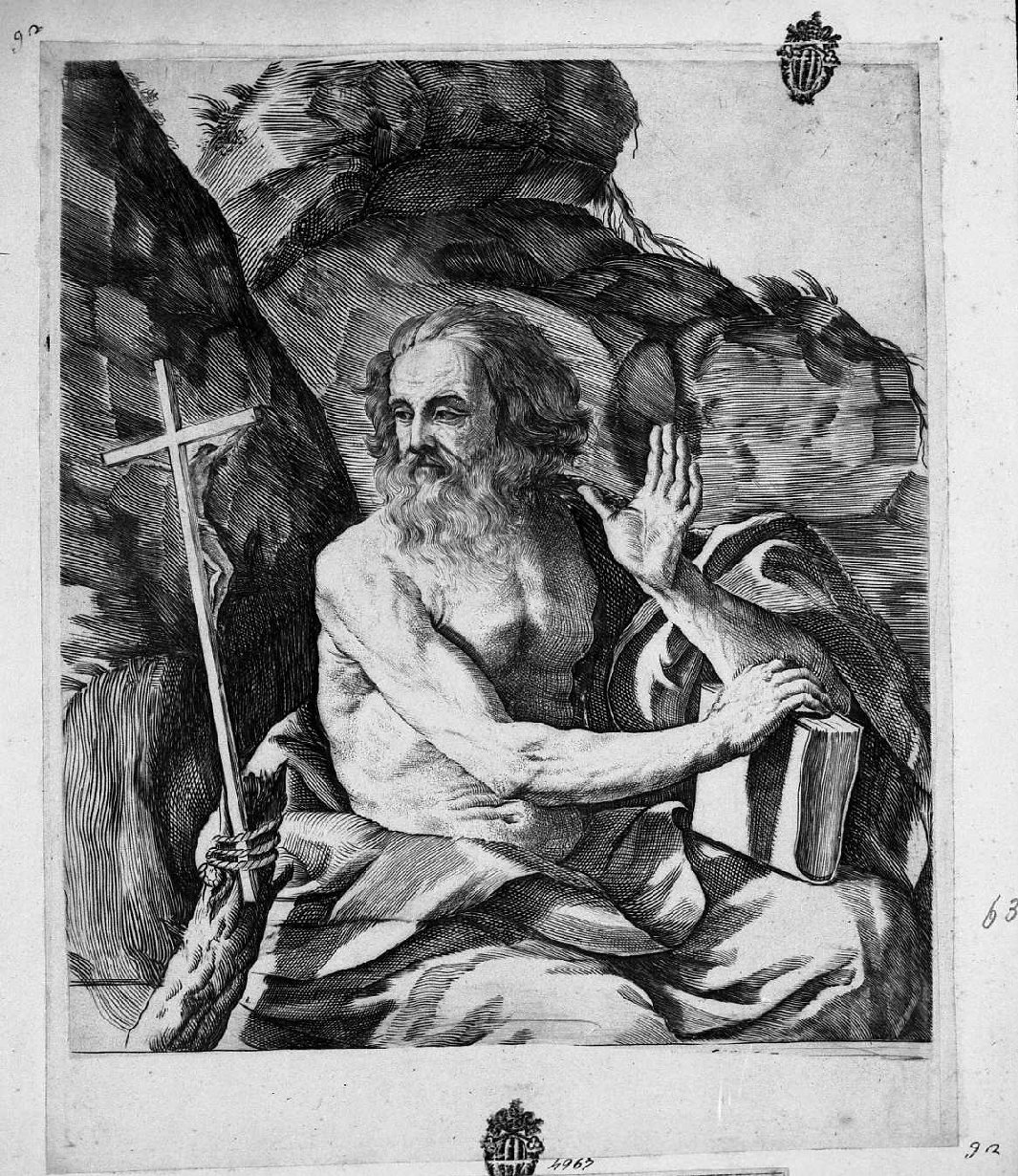 san Girolamo (stampa) di Barbieri Giovanni Francesco detto Guercino, Mucci Giovan Francesco (sec. XVII)