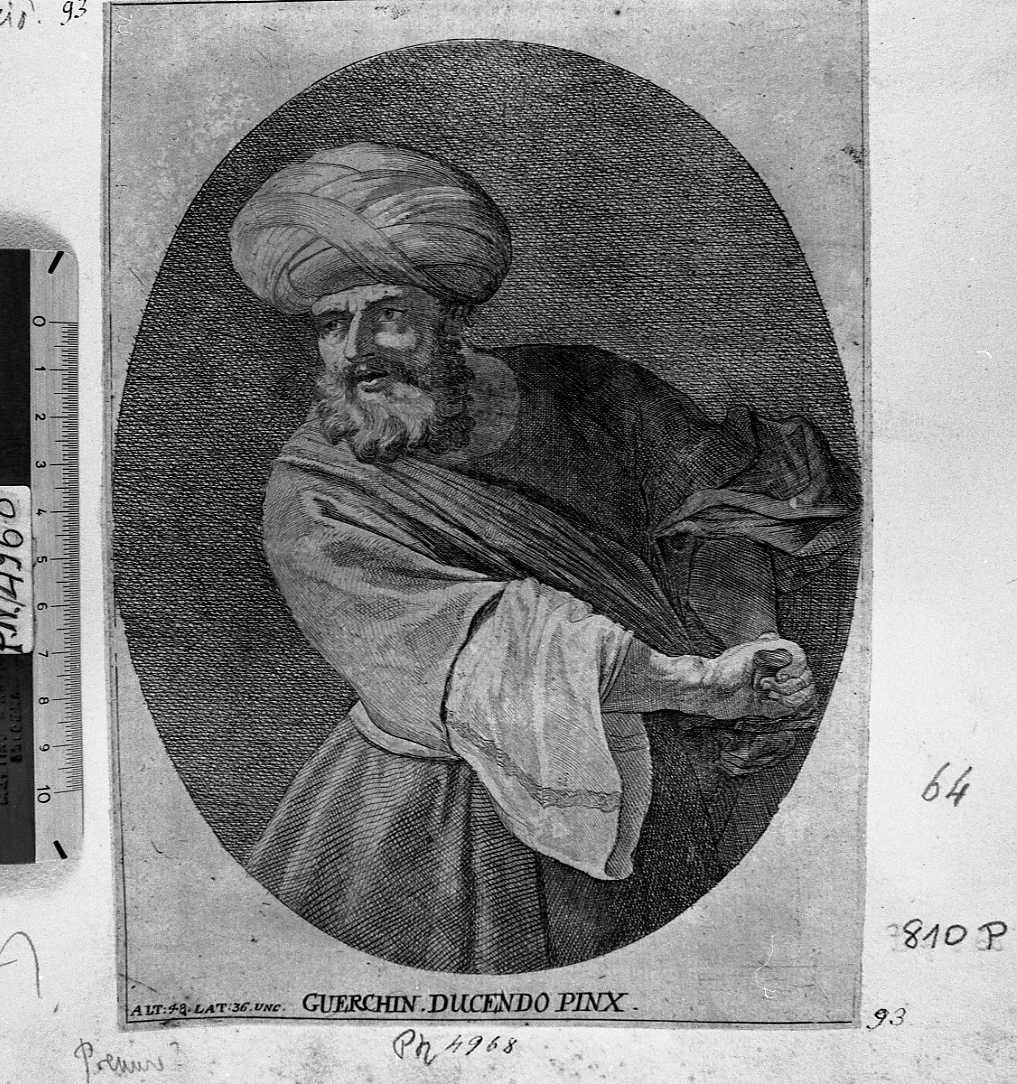 figura maschile con turbante (stampa) di Barbieri Giovanni Francesco detto Guercino - AMBITO VIENNESE (secc. XVII/ XVIII)