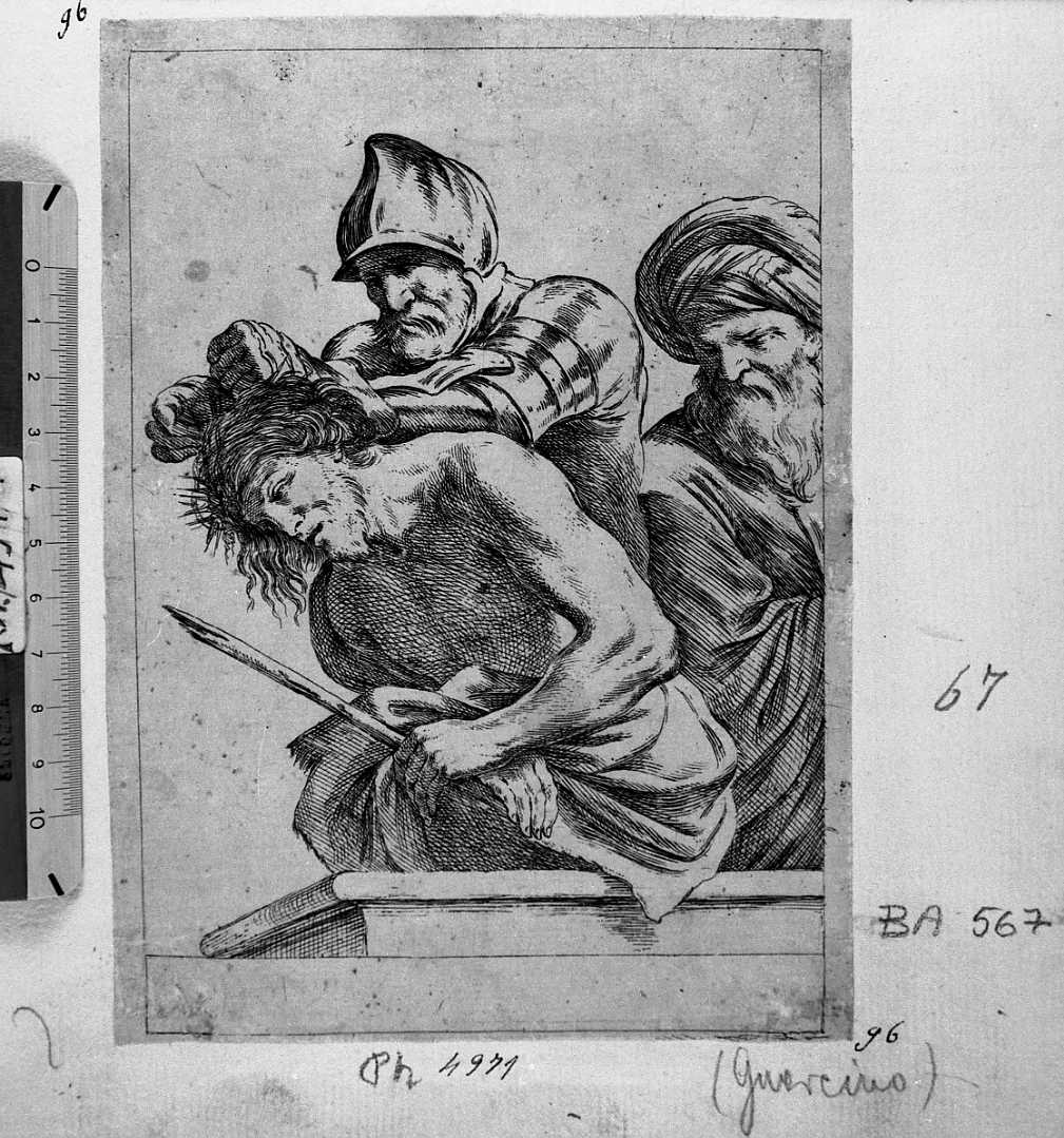Cristo coronato di spine (stampa smarginata) di Barbieri Giovanni Francesco detto Guercino - ambito emiliano (sec. XVII)