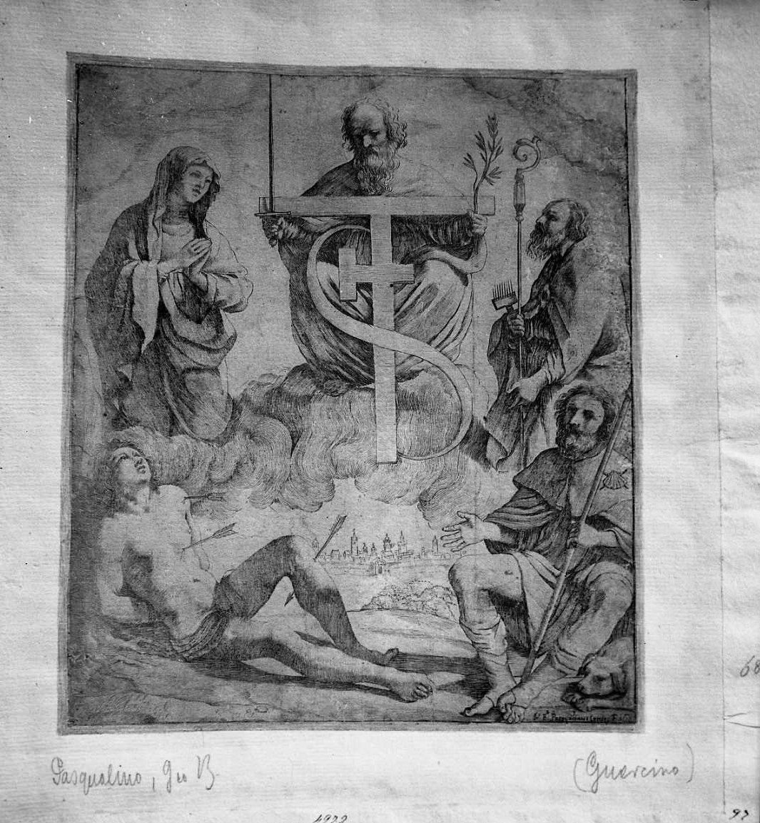 santi (stampa smarginata) di Barbieri Giovanni Francesco detto Guercino, Pasqualini Giovan Battista (sec. XVII)