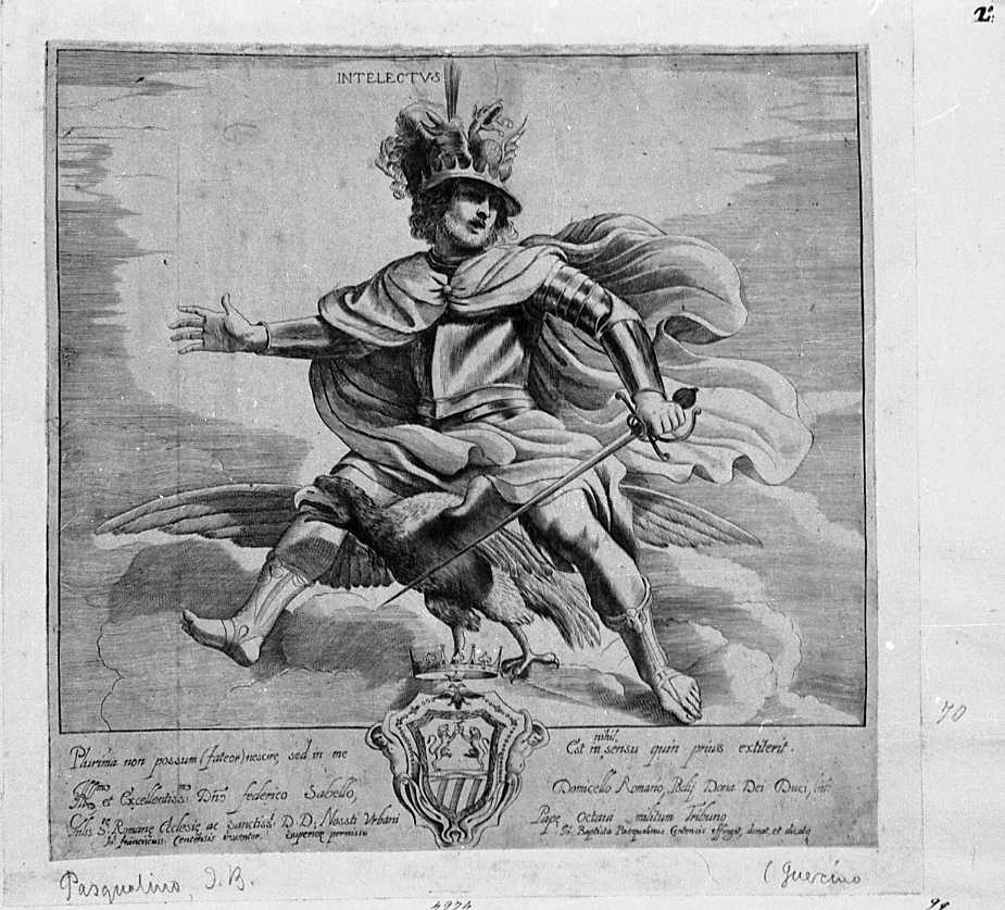 allegoria dell'Intelletto (stampa) di Barbieri Giovanni Francesco detto Guercino, Pasqualini Giovan Battista (sec. XVII)