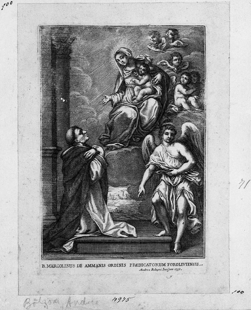 beato Marcolino da Forlì (stampa) di Bolzoni Andrea (sec. XVIII)
