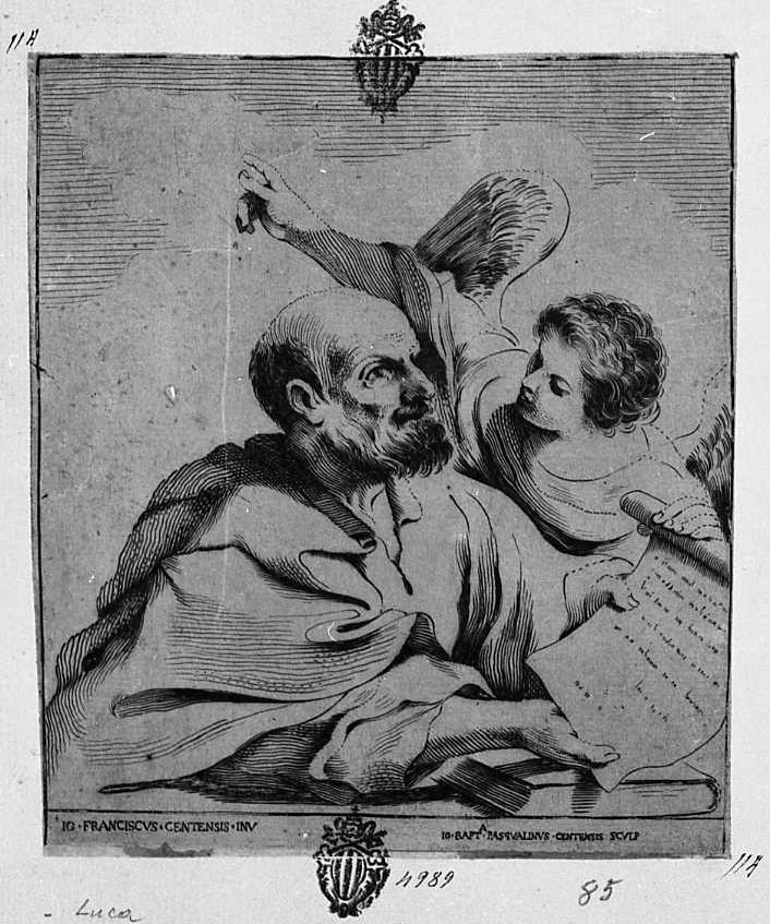 san Matteo (stampa) di Barbieri Giovanni Francesco detto Guercino, Pasqualini Giovan Battista (sec. XVII)