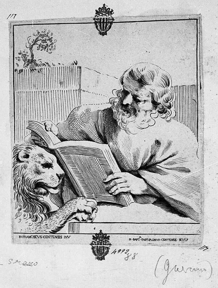 san Marco (stampa) di Barbieri Giovanni Francesco detto Guercino, Pasqualini Giovan Battista (sec. XVII)