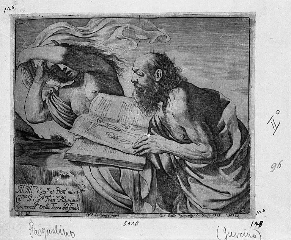 tentazione di san Girolamo (stampa) di Barbieri Giovanni Francesco detto Guercino, Pasqualini Giovan Battista (sec. XVII)