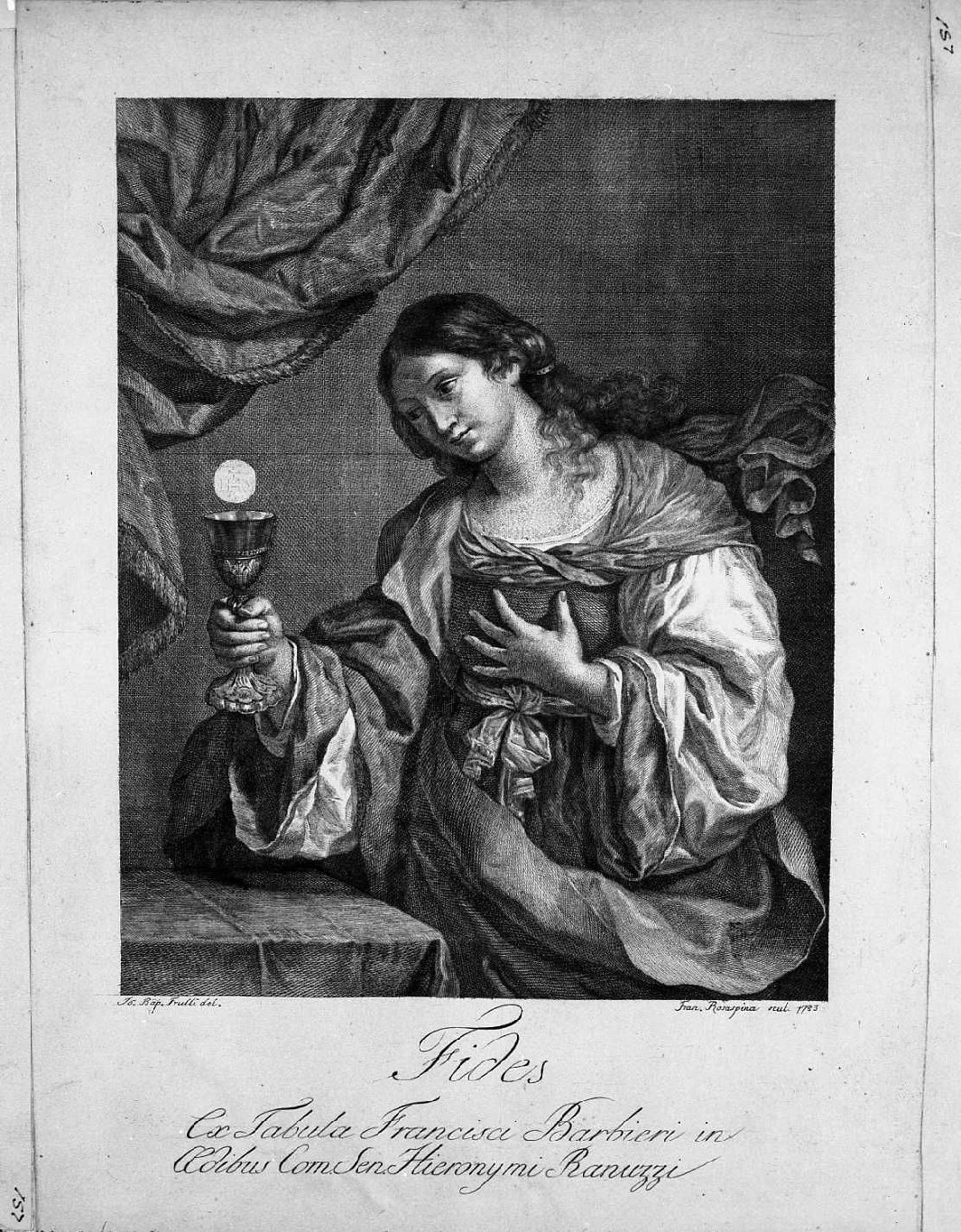 Fede (stampa) di Barbieri Giovanni Francesco detto Guercino, Rosaspina Francesco, Frulli Giovan Battista (sec. XVIII)