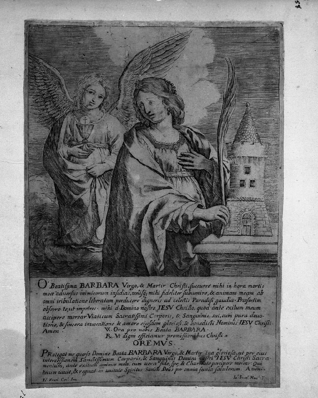 santa Barbara (stampa) di Barbieri Giovanni Francesco detto Guercino, Mucci Giovan Francesco (sec. XVII)
