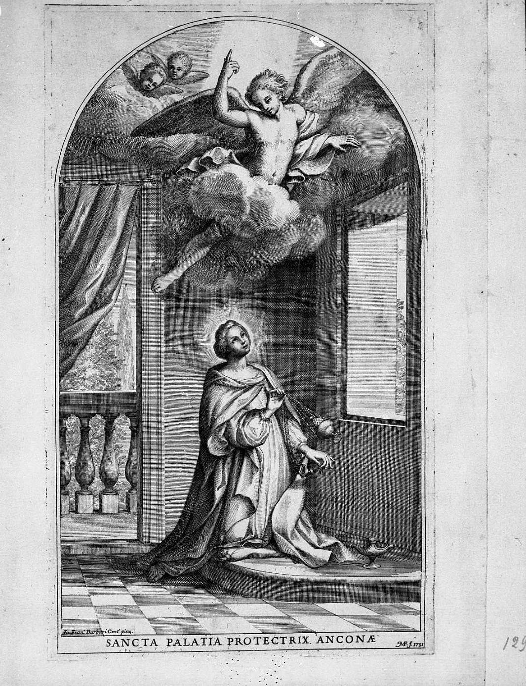 santa Palazia (stampa) di Barbieri Giovanni Francesco detto Guercino, Francia Francesco Domenico Maria (sec. XVIII)