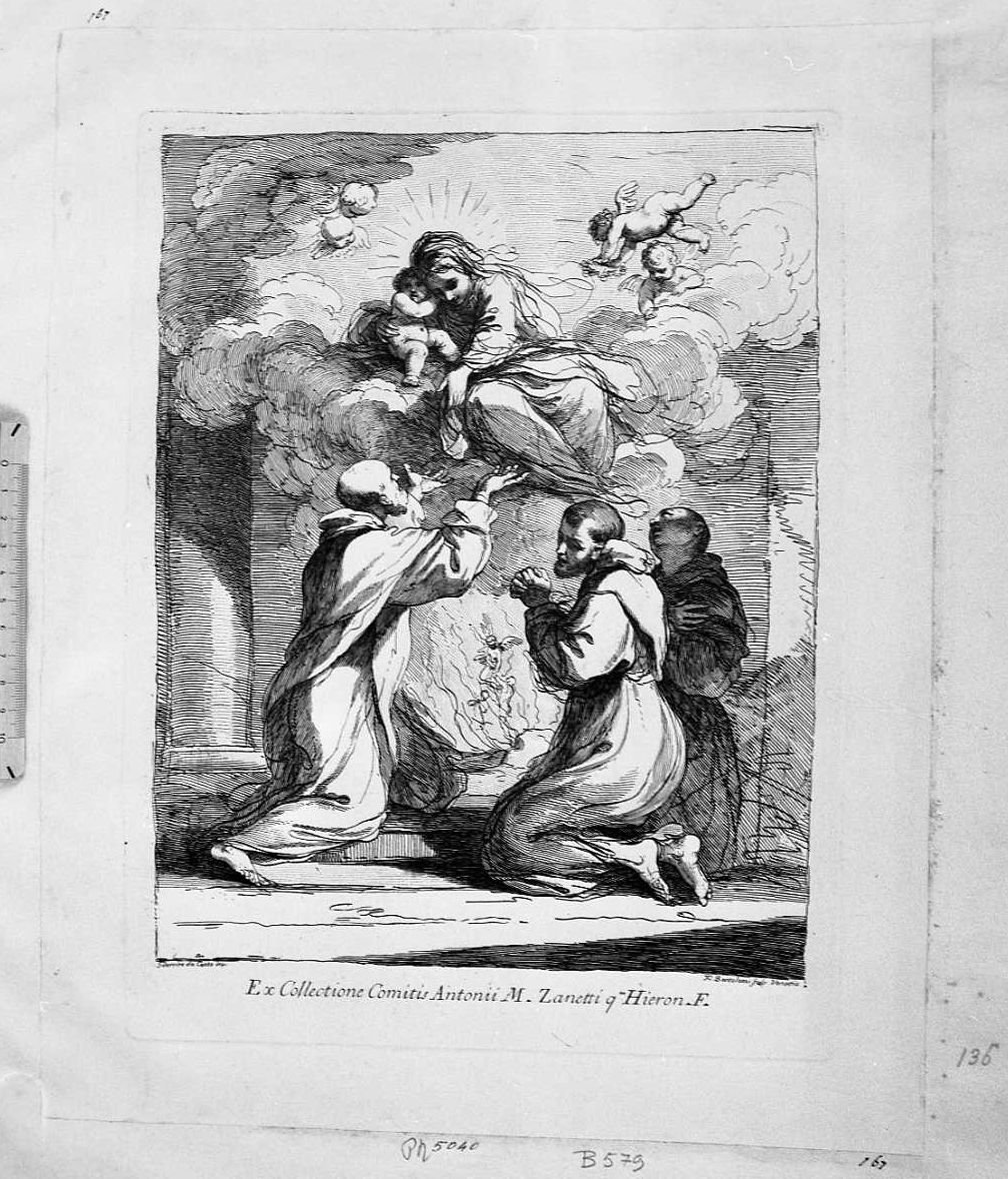 Vergine in gloria e santi (stampa) di Barbieri Giovanni Francesco detto Guercino, Bartolozzi Francesco (secc. XVIII/ XIX)