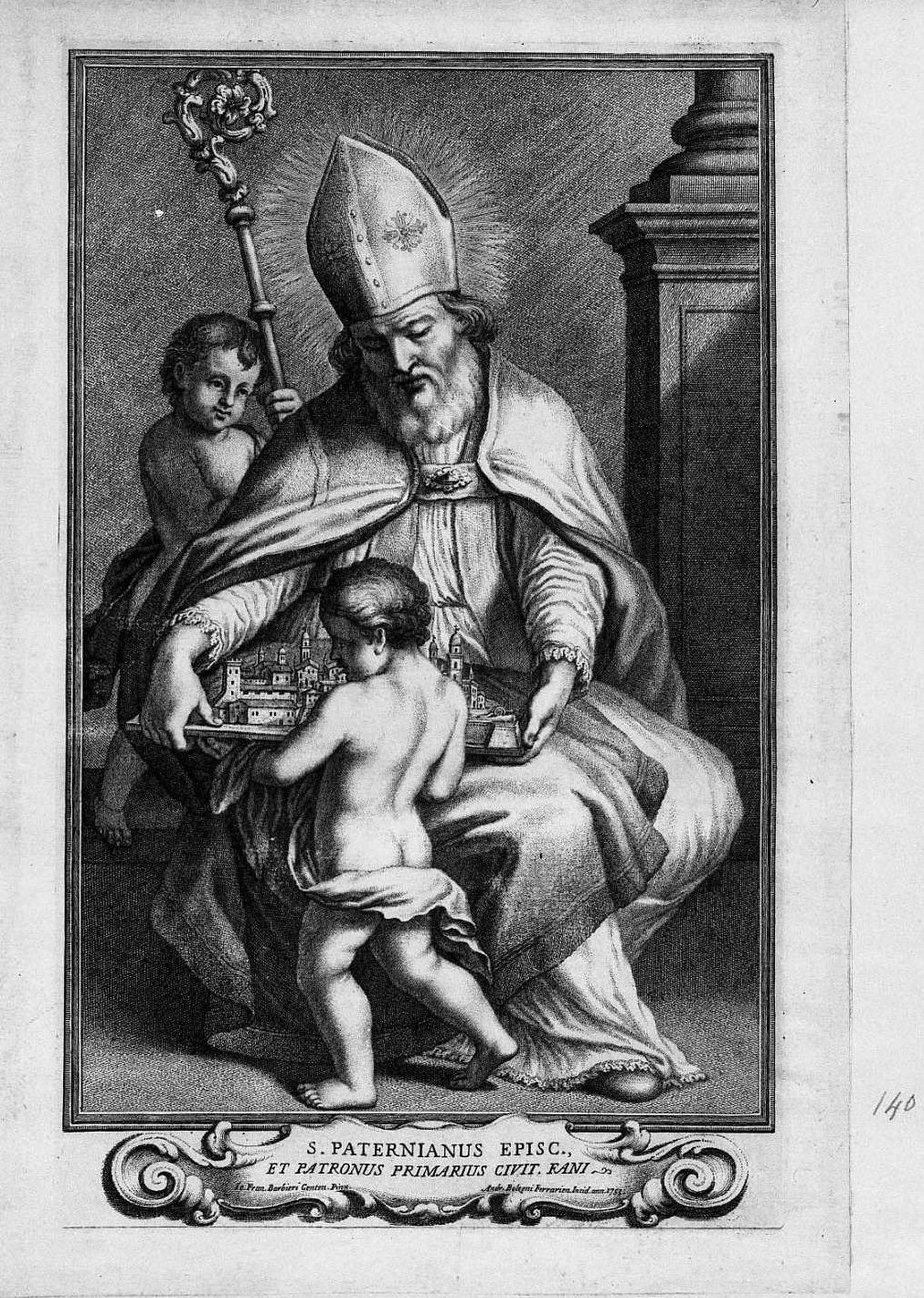san Patrignano (stampa) di Barbieri Giovanni Francesco detto Guercino, Bolzoni Andrea (sec. XVIII)