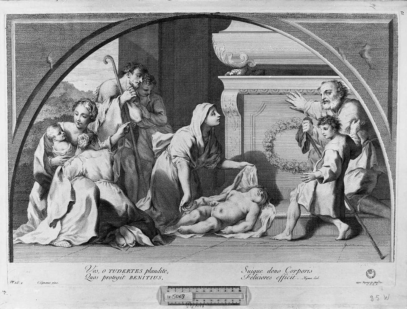 infermi presso il sepolcro di san Filippo Benizzi (stampa) di Cignani Carlo, Wagner Joseph (sec. XVII)