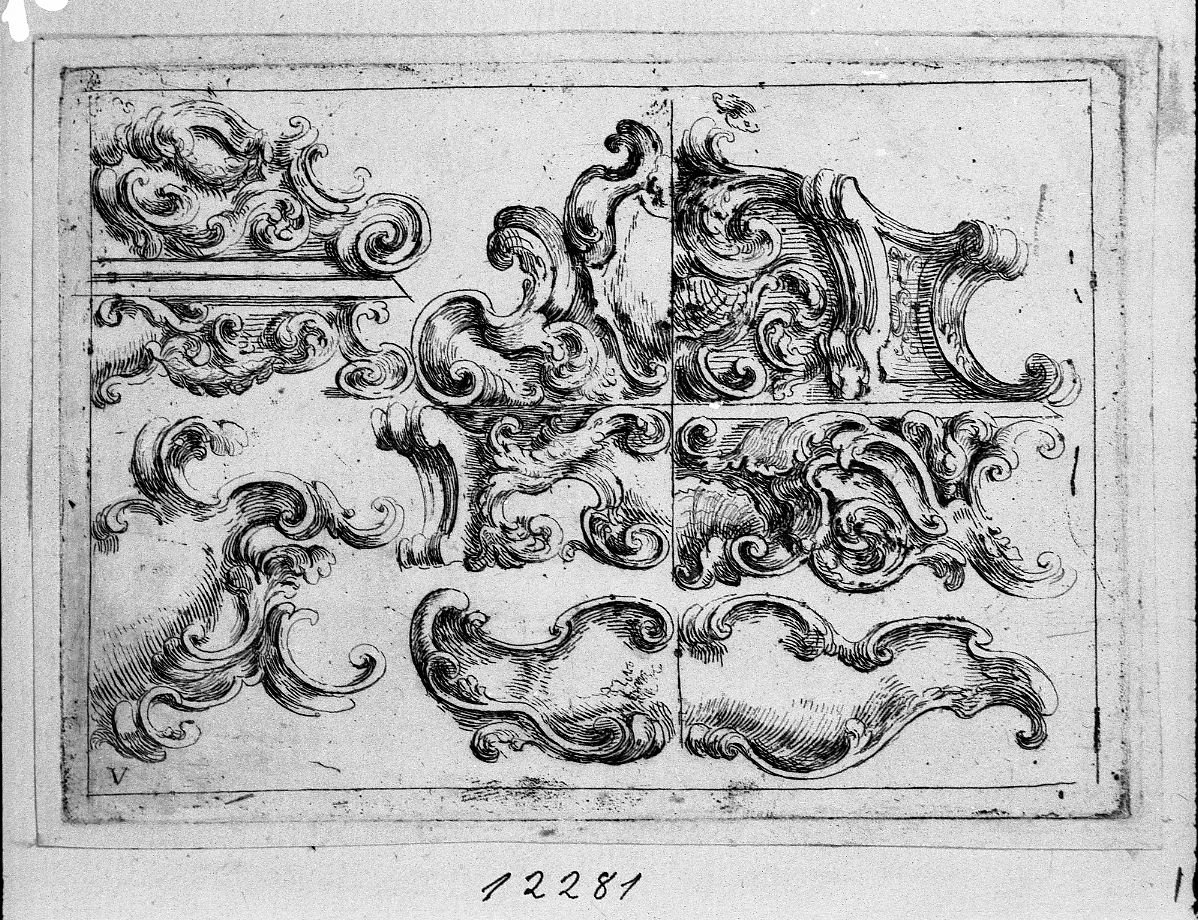 frammenti architettonici per scudetti (stampa) di Buffagnotti Carlo Antonio (sec. XVIII)