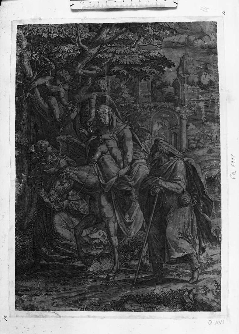 Fuga in Egitto (stampa) - ambito olandese (sec. XVII)