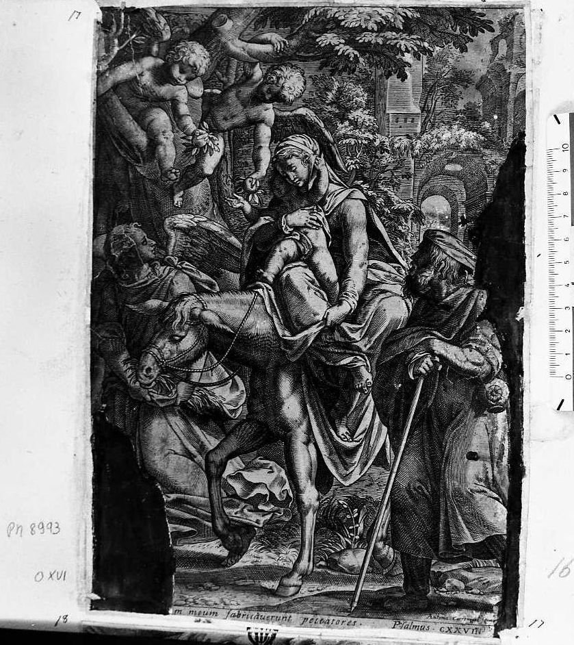 Fuga in Egitto (stampa) - ambito olandese (sec. XVII)