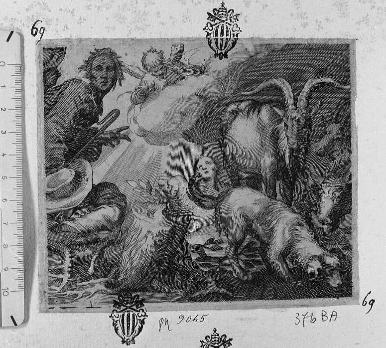 Due capre un maiale e un cane (stampa) di Bloemaert Abraham - ambito olandese (sec. XVII)