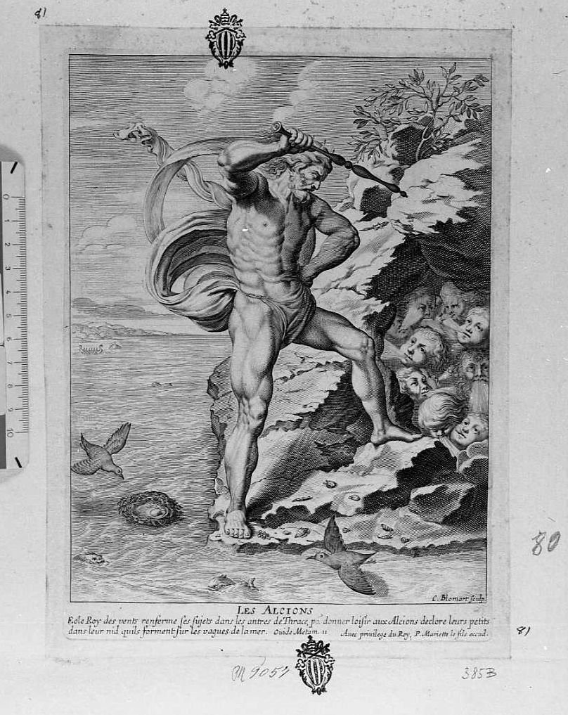 Paesaggio con contadino, due contadini, due caproni e capre (stampa) di Bloemaert Abraham, Bloemaert Cornelis il Giovane (sec. XVII)