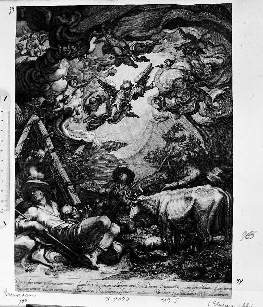 L'annuncio degli angeli ai pastori (stampa) di Saenredam Jan Pietersz (sec. XVII)